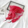 Red paisley print cotton linen triangular scarf retro bandana hair band accessory. - SJJ035-Red