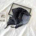 Retro paisley print cotton linen triangle scarf versatile vintage head wrap hair band - SJJ035-Black
