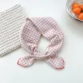 White cotton small square scarf with red polka dots, stylish neckerchief for women. - 01B - Small Polka Dot Red
