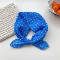 Blue polka dot square scarf cotton neckerchief stylish headband for women daily wear. - 02B - Woven Texture Polka Dot Blue