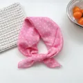 Pink polka dot cotton small square scarf, stylish neck scarf and headband for women daily wear. - 05B Woven Pattern Polka Dot Pink
