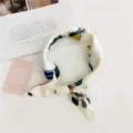 Small square silk scarf for women, elegant neckerchief, stylish decorative print for spring summer. - Woodpecker White