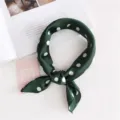 Dark Green Polka Dot Small Square Silk Scarf, Elegant Women Neckerchief Variant Style - Green