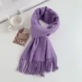 Cozy purple imitation cashmere scarf for women with elegant tassel fringe design for winter. - Lilac