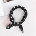 Black and white polka dot small square silk scarf, chic fashion neckerchief for women. - Black