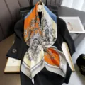 2024 Nuovo Foulard in Seta Barocco Classico Europeo Moda Lusso Donna Quadrato 90cm - 22103 Immagine Principale
