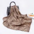 Leopard print square silk scarf for women, 90cm stylish fashion accessory. - D9197-Light Brown
