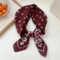 Elegant 70x70cm small square silk scarf for women, stylish neckerchief for spring and summer. - Brick Red Star Floral