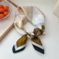 Elegant 70x70cm silk square scarf for women, chic geometric abstract print neckerchief. - Black Border Geometric