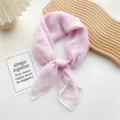 Solid color thin small square silk scarf for women, elegant fashion neckerchief and hair band. - Pink