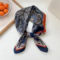 Classic paisley print square silk scarf for women, elegant neckerchief for spring summer styling. - Double Frame Paisley