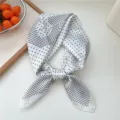 White silk square scarf with classic polka dots and number prints, chic neck accessory for women. - Number 5 Polka Dot