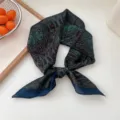 Retro paisley print square silk scarf 70x70cm women lightweight neckerchief for spring summer - Brown Leaf Paisley
