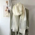 Bufanda larga lisa ultrafina ligera transparente elegante chal de moda de otoño - Blanco Roto