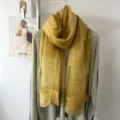 Bufanda mezcla seda y lana amarillo dorado, chal largo ligero y transparente, variante bufanda unicolor - Amarillo