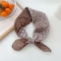 Women brown paisley print cotton linen small square scarf stylish Japanese style bandana. - 01 Cotton - Four Grid Sun Paisley Brown
