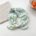 Floral print cotton square scarf for women, chic neckerchief and stylish hair accessory. - 11B Small Yellow Daisy