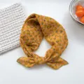 Yellow floral cotton small square scarf women's spring summer fashion neckerchief headscarf - 13B Small Blue Flowers on Yellow