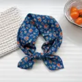 Floral print cotton square scarf for women, stylish neckerchief for spring and summer daily wear. - 14B Cozy Flowers