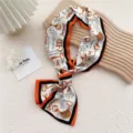 Femme mode foulard en soie etroit style luxe motif equestre chaine long ruban cheveux cravate - 26 Chaîne de Fer à Cheval