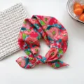 Women cotton floral small square scarf spring summer fashion neckerchief bandana 55cm - 16B Tomato Flower