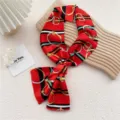 Foulard skinny en soie rouge chic motif ceinture cravate bandeau de cheveux accessoire mode - 27 Rayure Anneau Métal Rouge
