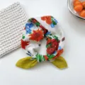 Floral cotton small square scarf women's spring summer fashion neckerchief headwear. - 17B Butterfly and Flower Frame Yellow