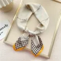 Donna elegante foulard quadrato in seta pied-de-poule accessorio camicia ufficio - 21 Pied de Poule Cornice Beige
