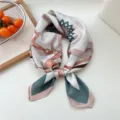 Silk small square scarf for women, elegant fashion neckerchief and hair band accessory. - 15 Pink Belt Patchwork Frame