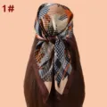 Women 70cm square silk scarf geometric print satin chiffon headwear fashion accessory - Style 1