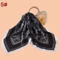 Foulard carre paisley noir et blanc elegante echarpe en satin mousseline de 70cm mode chic. - 5#