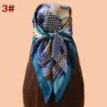Women geometric square scarf satin silk feel hair wrap fashion neck accessory 70cm - 3#