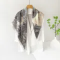 Elegant 90cm satin silk square scarf for women, featuring a stylish retro botanical print. - Tropical Rainforest