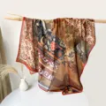 Retro ethnic style silk-cotton square scarf, colorful patchwork design, versatile daily neckerchief. - Caramel Exotic