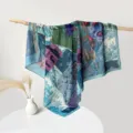 Vintage floral patchwork silk scarf, elegant square head wrap for spring and summer wear. - Flower Island Mystery