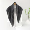 Black and white striped satin square scarf, 90cm lightweight silk-feel fashion shawl for women. - LOVE