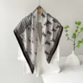 90cm vintage horse pattern satin silk scarf women elegant lightweight square neck shawl - Gray Horse Oblique