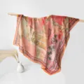 Retro silk cotton square scarf with ethnic doodle floral print for women fashion daily wear - Red Sand Floral Brocade
