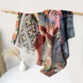 Retro geometric printed silk cotton square scarf spring summer versatile fashion neckerchief - Antique Colorful Patchwork