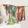 Retro silk cotton scarf artistic graffiti square scarf spring summer ethnic style large neckerchief - Rich Color Floral Scroll