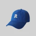 Blue baseball cap with embroidered letter R, soft top casual hat for men and women daily wear. - Sapphire Blue