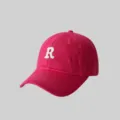 Pink baseball cap for men and women, soft top classic duckbill hat with white R embroidery. - Rose Red