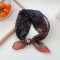 Japanese style vintage paisley printed square scarf breathable cotton linen neckerchief - 22 Cotton - Feather Paisley Black