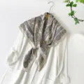 Retro Satin Square Scarf Beige Baroque Silk Feel Scarf Elegant Women Neckerchief Variant - Vintage