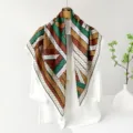 Retro braided pattern satin square scarf, elegant 90cm women silk touch neckerchief SKU - Hemp Rope Patchwork