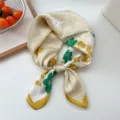 Floral silk scarf for women, elegant small square neckerchief, stylish hair band and head wrap. - 17 Yellow Fine Floral Shadow