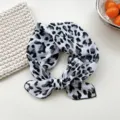 Chic black and white leopard print square scarf, versatile neckerchief and hair band for women. - 23B Leopard Print Black and Gray