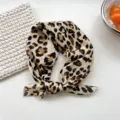 Leopard print cotton small square scarf women fashion neckerchief stylish headband accessory. - 24B Leopard Print Beige