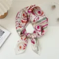 Γυναικείο Μεταξωτό Φουλάρι 70cm Λουλούδια Paisley Μόδας Λαιμού Άνοιξη Πουκάμισο Διακοσμητικό - 25 Μακρύ Φύλλο Μπεζ