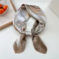 Women's Silk Square Scarf Variant, Elegant Abstract Print Neck Scarf and Hair Band Style - 27 White Oil Paint Floral
